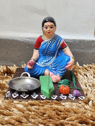 Breeze Handicrafts Paper Mache Golu Dolls Mother with Ancient Inspired Kitchen Utensils Set, Various Items 5.5 inch Size (Mother with Ancient arivalmanai) Breeze Handicrafts Paper Mache Golu Dolls Mother with Ancient Inspired Kitchen Utensils Set, Various Items 5.5 inch Size (Mother with Ancient arivalmanai)