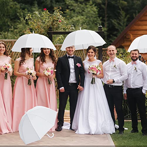 12 Pcs White Wedding Bubble Umbrellas Bulk Wedding Style Stick Umbrellas Clear Bubble Umbrella With J Hook Handle Auto Open Windproof Stick Umbrellas For Wedding Bridal Parties #TOP3