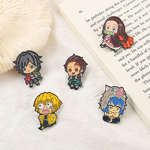 Anime Slayer Keychain Pin Set - Cartoon Figures 9 Hashiras Mini Katana Sword Key Chains Enamel Pin Jewelry Men Women3