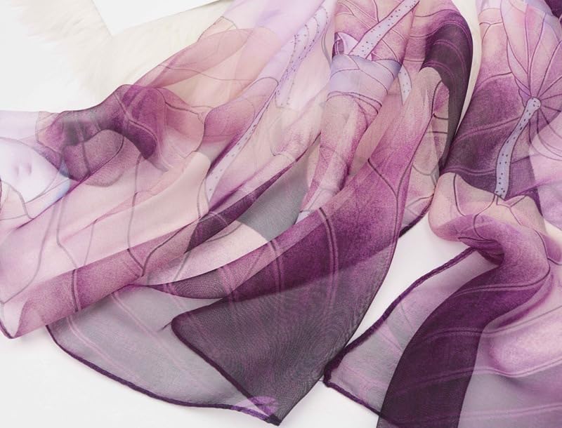 Floral-Print-Scarf for Womens - Classic-Chiffon-Wrap-Shawl Long Lightweight Sunscreen Scarf(19.6''×63'')4