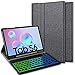 Produktbild ELTD Tastatur Hülle für Samsung Galaxy Tab S6 (Deutsches QWERTZ), Hülle mit 7 Farben LED-Hintergrundbeleuchtung Kabellose Tastatur für Samsung Galaxy Tab S6 T860/T865 10.5 Zoll (Grau)