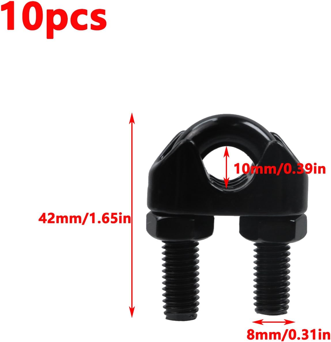 Antrader M10 Stainless Steel Wire Rope Cable Clip Clamp,Wire Rope Clamp,Black,10Pcs