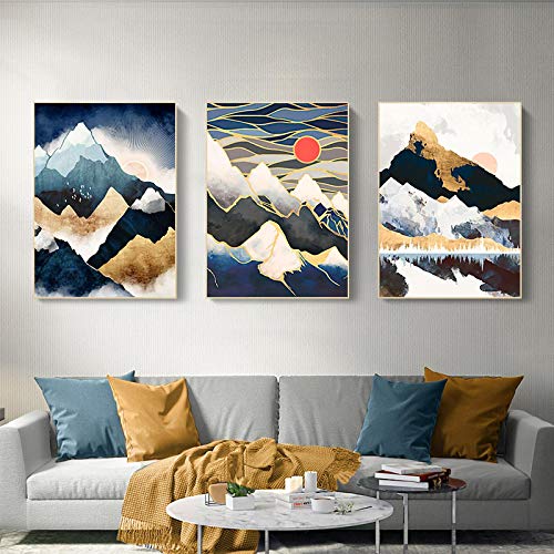 Affiche Toile Paysage Abstrait pour Habiller un Grand Mur Vide de Salon Triptyque 70x100cm