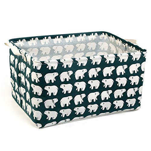 LinStyle Cuadrados Cestas de Almacenamiento, Plegable Caja de Almacenamiento de Tela para Ropa, Juguetes, Accesorios Electrónicos, Libros, Cosméticos (Oso Polar)