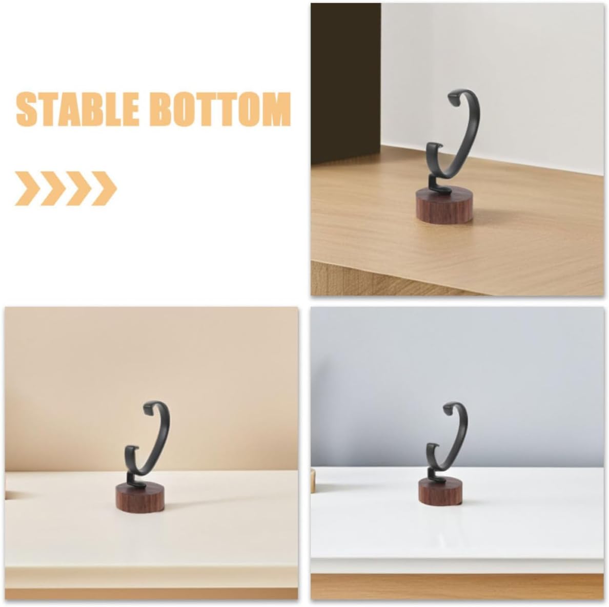2pcs Wood Watch Display Stand Holder with C Shape Base for Men Women image 3