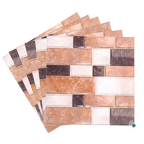 Here&There Lot de 6 Autocollants pour carrelage Motif mosaïque 7,6 x 7,8 cm