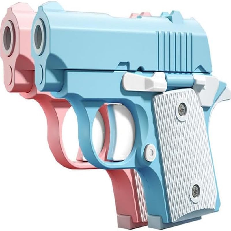 GAIGISFUR 1911 3D Printed Small Pistol Toys, Stress Relief Pistol Toys for Adults, Suitable for Relieving ADHD, Anxiety, Suitable Toys for Adults and Kids, Best Gift for Friends(2pcs), Blue&pink