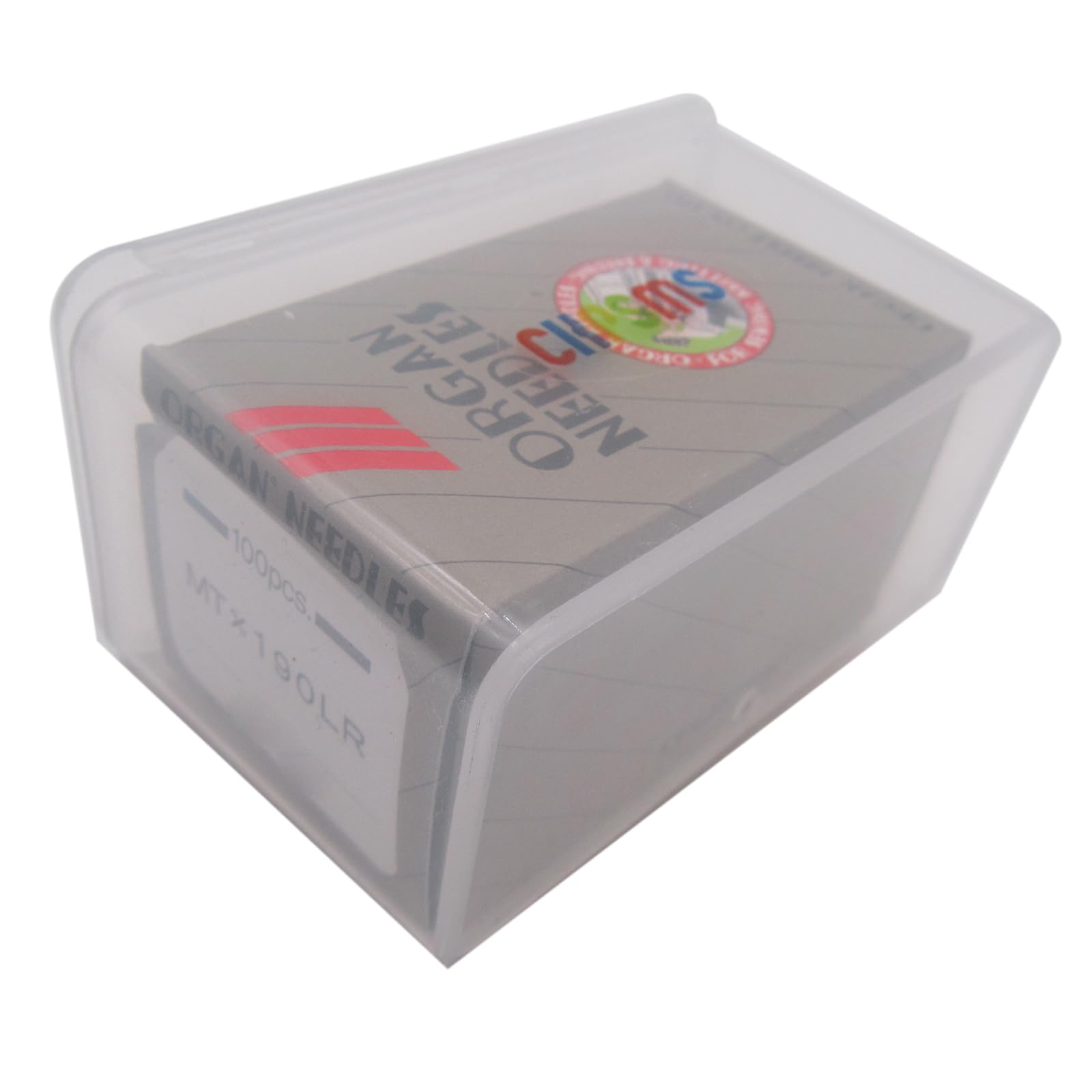 100 agujas de coser de cuero de 49 mm de longitud 190LR MTX190LR en caja de plástico transparente CKPSMS, compatible con/repuesto para máquinas industriales de la marca Pfaff/Adler (tamaño de aguja:
