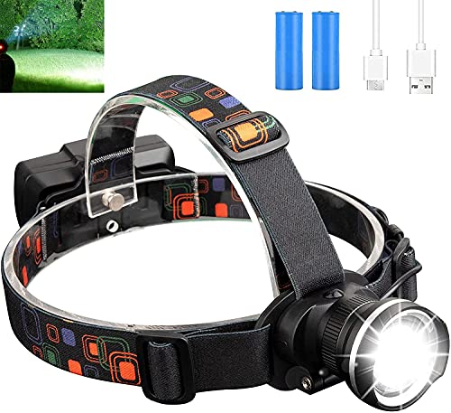 Rechargeable LED Headlamp for Adults, 30000 Lumens Super Bright Headlight with Battery & USB Cable 4 Modes Waterproof Lightweight Head lamp for Hunting Fishing