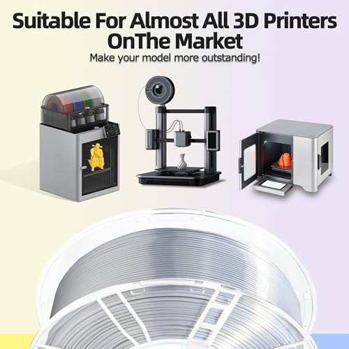 Image of iBOSS Silk PLA Plus Filament 1.75mm Silver 1KG, 3D Printer Filament Dimensional Accuracy + /- 0.02mm, 1kg Plastic Spool(2.2lbs) Shiny Silk 3D Printing Filament Fits for Most FDM 3D Printers