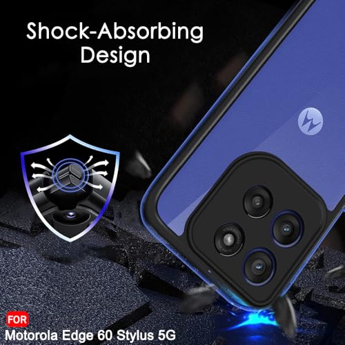 Image of TheGiftKart Hybrid Shockproof Back Cover Case for Motorola Moto Edge 60 Stylus 5G | Hard Back Cover for Motorola Edge 60 Stylus (PC & TPU, Transparent Clear Back, Black Sides)