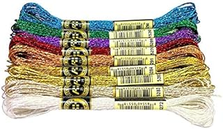 CHICIEVE 11 Pcs Cross Stitch Thread Embroidery Threads Glitter Embroidery Floss Stitch Cotton Floss 8 Yards Embroidery Yarn Sewing Skeins Crafts Knitting