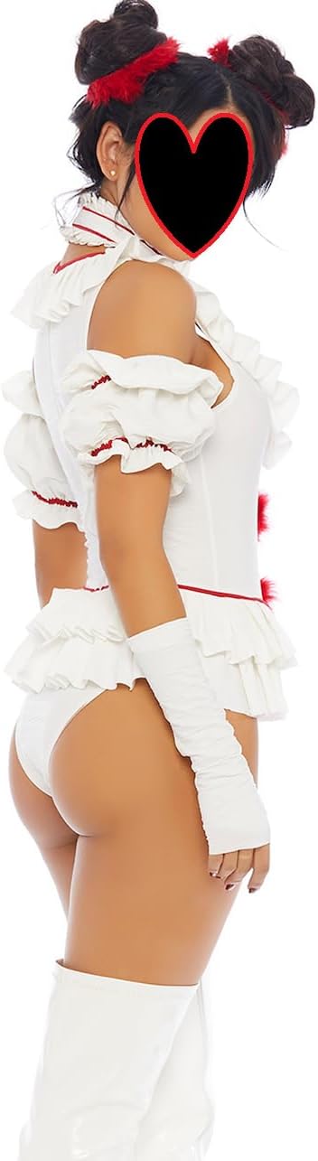 Women's Halloween Cosplay Bodysuit Spooky Horror-Themed Slim-Fit Elastic One-Piece Role-Play Outfits (WHITE, S)