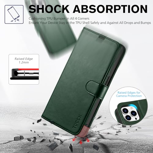 Étui iPhone 14 Pro luxe en cuir synthétique durable vert nuit - 6