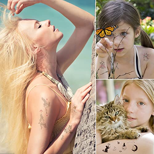 Viwieu Small Space And Animal Temporary Tattoos For Kids Boys And Girls 15 Pack, Cool Fake Body Arm Decor Gift For Christmas&Holiday - Moon, Star, Planets, Wolf, Cat, Rabbit, Whale, Snake Styles #TOP3