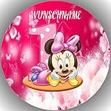 Fondant Tortenaufleger Tortenbild Geburtstag kompatibel mit Minnie Maus personalisiert K1