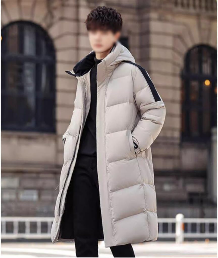 VIDI Winter Down Jacket For Men Long Over The Knee Thick Warm White Duck Lovers Coat