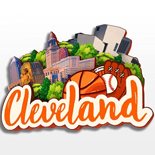 Imán de madera decorativo para refrigerador Cleveland miniatura 1
