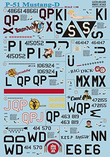 Print Scale 48-039 - 1/48 Decal for P-51 Mustang-D Aircraft