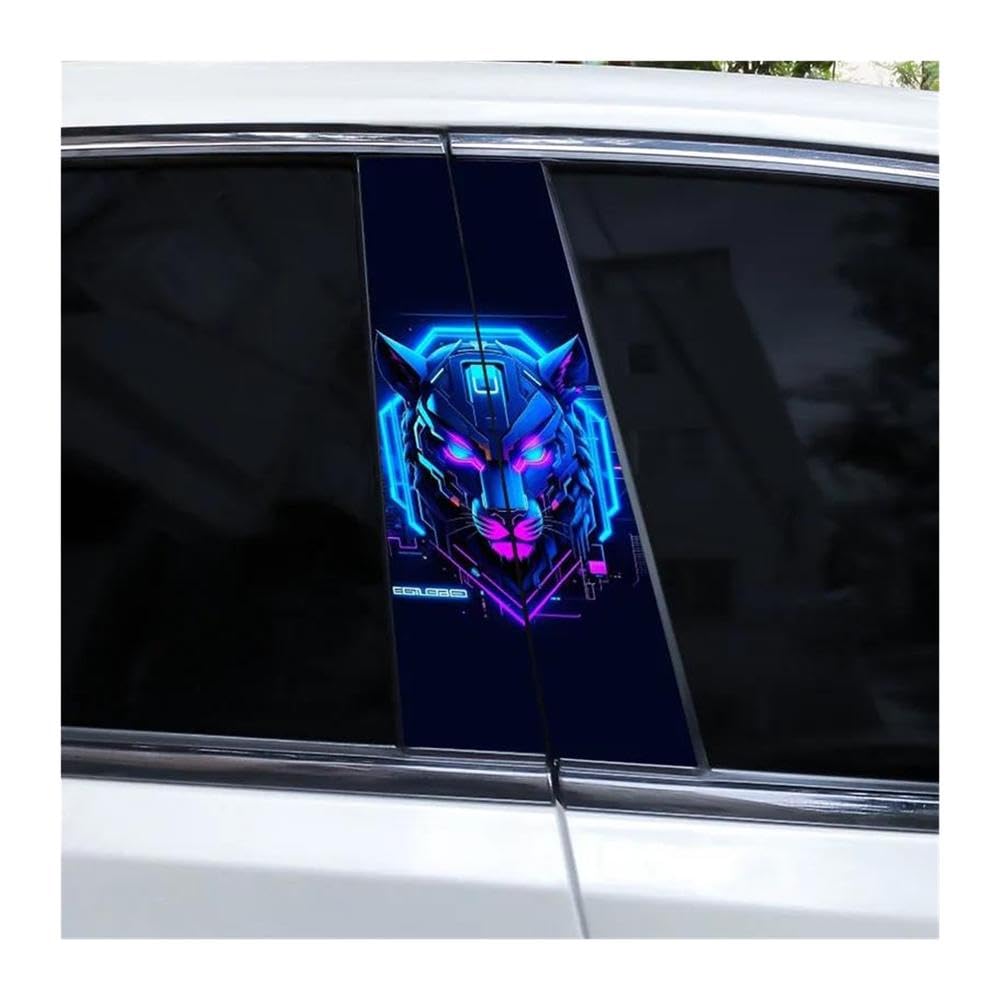 Decorative Items 1pair Colorful Lion Head Stickers Car B-Pillar Decorative Stickers DIY Car Center Column Stickers(E)