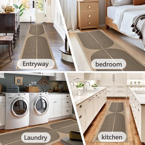 Alfombra lavable de pasillo con base antideslizante y textura resistente para cocina negra 7