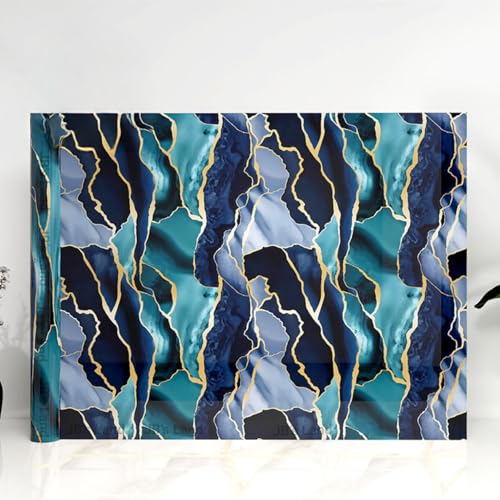 Premium Teal Blue & Golden Line Marble Peel-and-Stick Wallpaper | Anti-Scratch, Moisture-Proof, Washable, Easy DIY for Kitchen, Bathroom & Home Decor