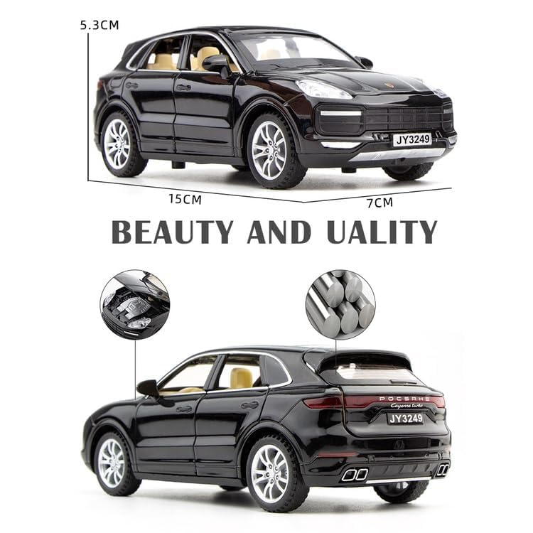Image of SPITEN Porsche Cayenne Turbo 1:32 Diecast Scale Model Alloy Metal Pull Back Toy car for Kids with Openable Doors & Light, Music Toy Vehicle for Kids - Colors as Per Stock