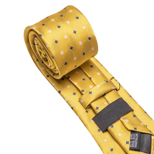 Image of YOHOWA Men Plaid /Striped Ties Set Silk Business Wedding Formal Fashion Necktie and Pocket Square Cufflinks Set