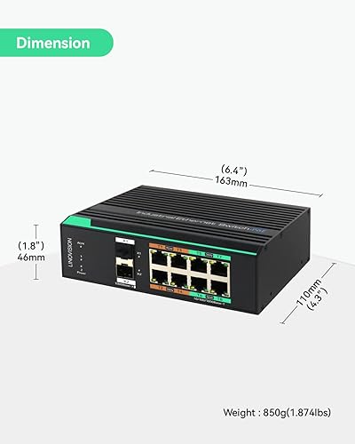 Miniatura 8 de LINOVISION Switch POE industrial de 8 puertos gestionado Full Gigabit con 2 enlaces ascendentes SFP, gestión L2, puerto serie RS485, 4 puertos BT