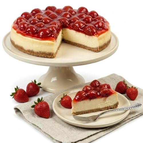 ANDY ANAND CHOCOLATIER Exquisite 9-Inch Strawberry Cheesecake - Gourmet, Fresh California Cream Cheese, Handmade, No Preservatives, Perfect for Celebrations