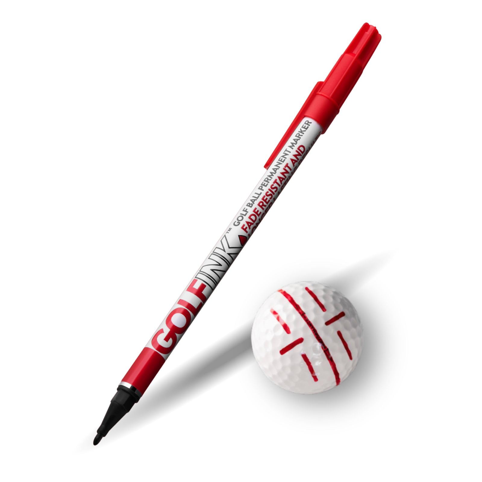 GOLFINK Golf Ball Marker Pen - Fade-Resistant Permanent Ink, Valve-Controlled Nib, Durable Aluminum Body (Red)