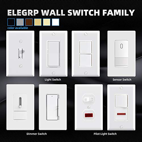 Elegrp Glossy White Single Pole Decorator Light Switch, 15Amp, 120/277V, Decorative Paddle Rocker Switch Replacement, On/Off Wall Switch, Self-Grounding, Residential/Commercial Grade, 20 Pack, Ul/Cul, #TOP3