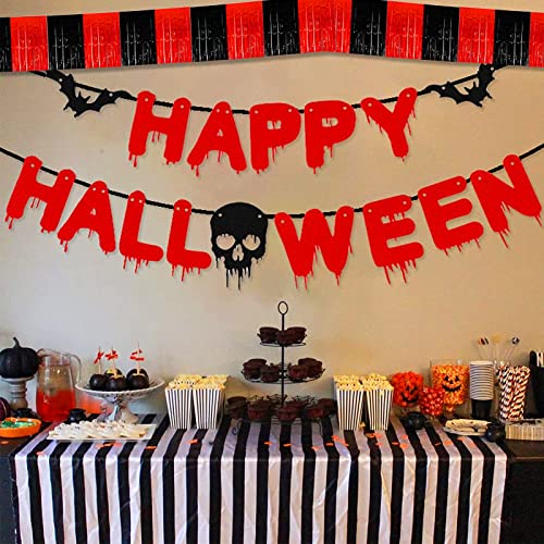 Image of 6 Pack 10 Feet Black Red Foil Fringe Garland Metallic Tinsel Streamers Banner Wall Hanging Curtain Backdrop Banner for Parade Floats, Thanksgiving, Christmas, Birthday, Halloween Party Decorations