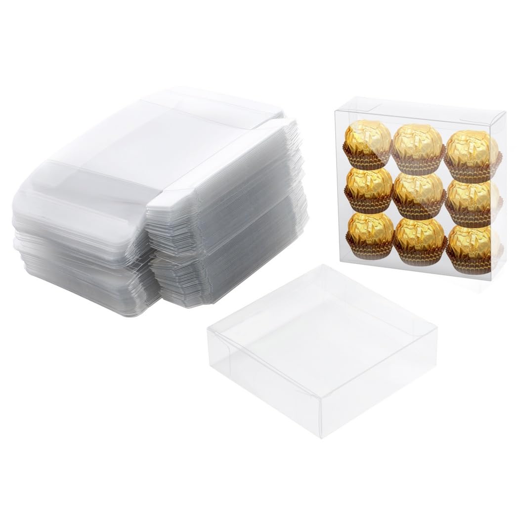 100 przezroczystych plastikowych pudełek na prezenty, przezroczyste pudełka na prezenty 100 x 10 x 3 cm