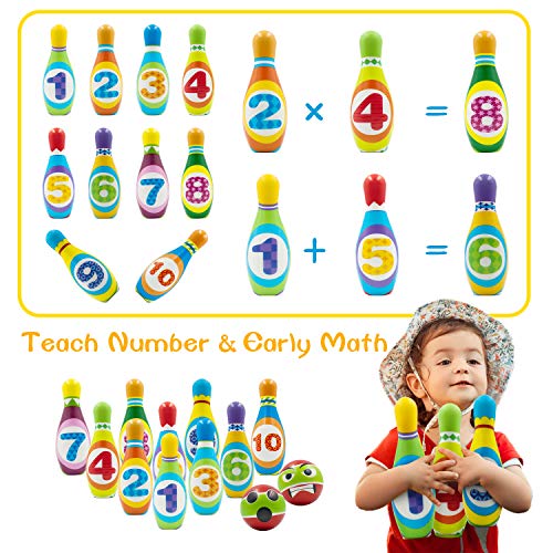 Kids Bowling Set Includes 10 Classical Foampins And 2 Balls, Suitable As Toy Gifts, Early Education, Indoor & Outdoor Games, Great For Toddler Preschoolers And School-Age Child, Boys & Girls #TOP4
