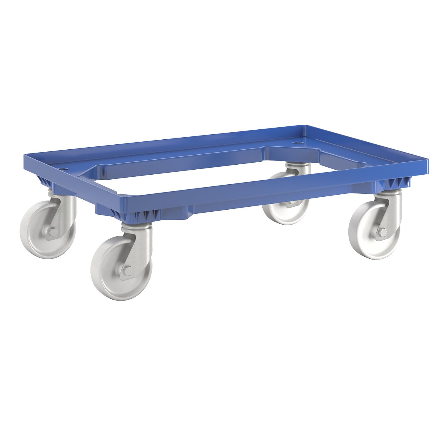 eurokraft | Plateau roulant professionnel | 600 x 400 mm | 4 roulettes pivotantes en polypropylène | bleu
