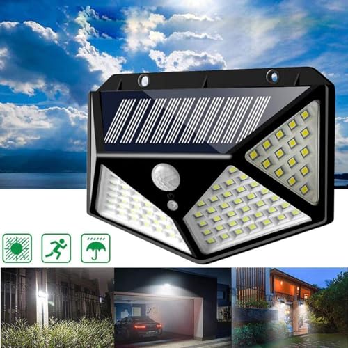 Image of Zyqviro Outdoor Waterproof Bright Solar Lights 100 LED Motion Sensor Security Lamp for Wall, Patio, Garden, Landscape, Deck, Shed, Lawn, Home Black Pack of 1