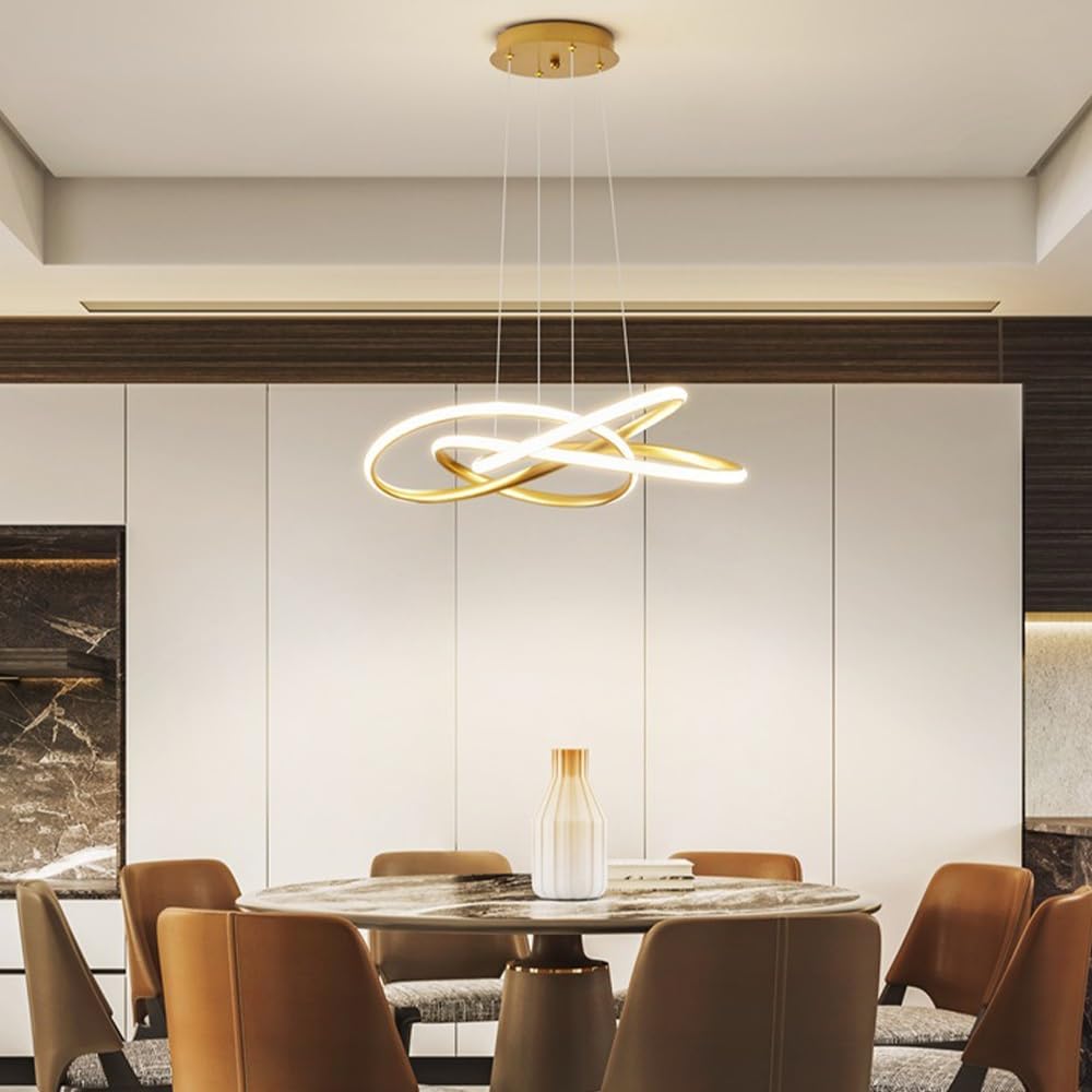 Luce del pendente del LED Lampada a sospensione moderna dell'oro soffitto Luce decorativa del pendente Lampadario creativo del LED Dimmable con il telecomando Lampade a sospensione moderne del progett