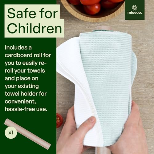 Image of mioeco 24 Pack Multicolored Reusable Paper Towels - Nature Friendly - Organic Cotton Alternative - Thick, Strong, Paperless Kitchen Dish Cloths - Reusable Napkins - Dish Towels - Cloth Napkin