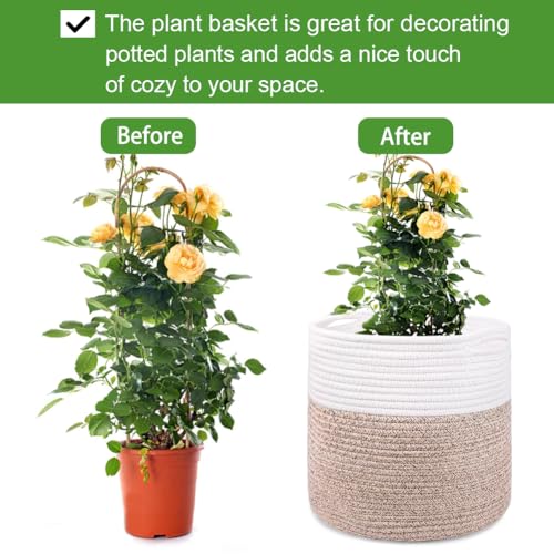 tenn well 30cm Indoor Pot for Plants with Liner Cotton Woven Storage Basket Large Plant Pots for Indoor Plants Flower Pot - Image 2