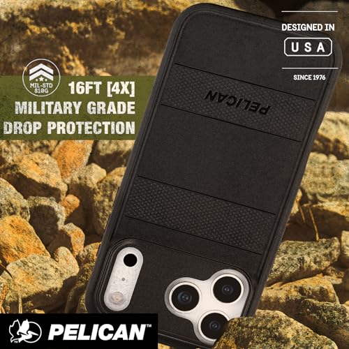 Image of Pelican Protector iPhone 17 Pro Max Case - Compatible with MagSafe- Black | Rugged Magnetic Phone Case with 16ft Military-Grade Drop Protection - Heavy Duty Shockproof Phone Cover for iPhone 17 Pro Max