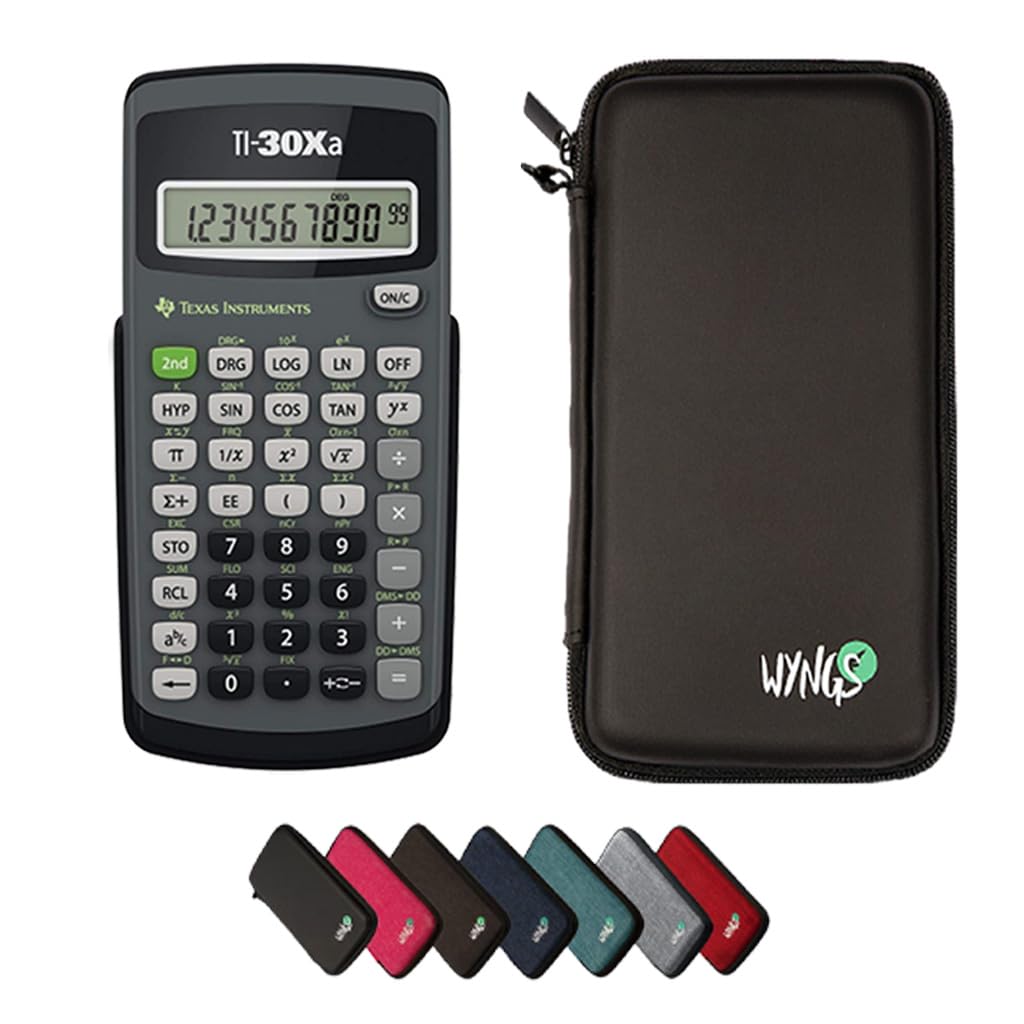 TI-30Xa Taschenrechner inklusive Schutztasche von WYNGS in Schwarz - Basic Set