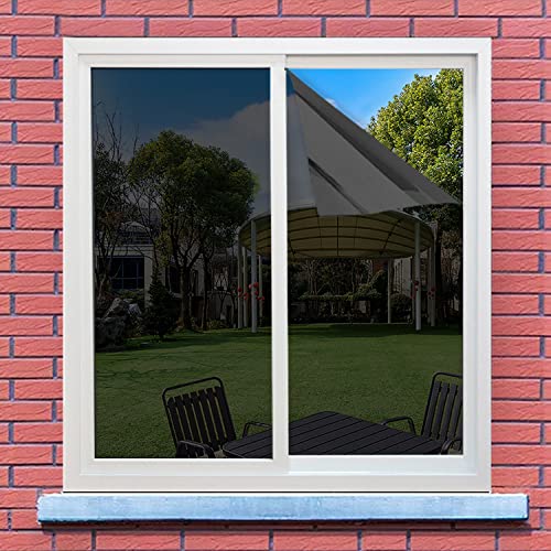 Nidojp Black One Way Mirror Window Film Daytime Privacy Sun Blocking Heat Control Anti Uv Reflective Film Static Cling Window Tint For Living Room Home Office #TOP26
