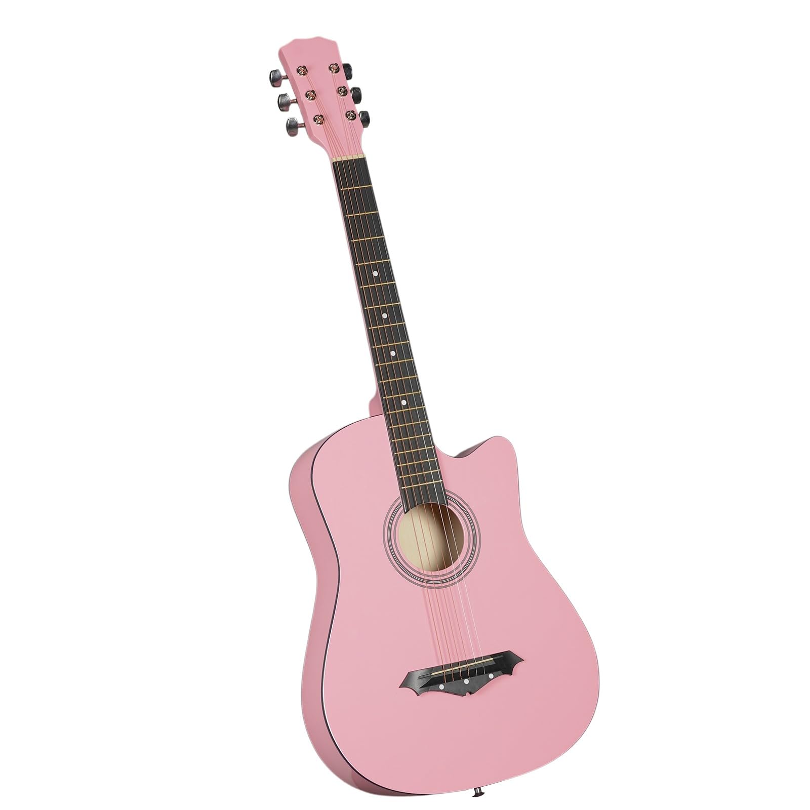 38-Inch Matte Pink Acoustic Guitar with Basswood Body
