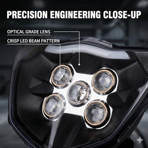 Image of AnXin Dirt Bike Headlight,Motorcycle LED Head Light Universal for YZ125 YZ250 TTR230 YZ250F YZ450F DRZ400 WR250F WR450F Most Dirt Pit Bike Supermoto Enduro Motocross Blue