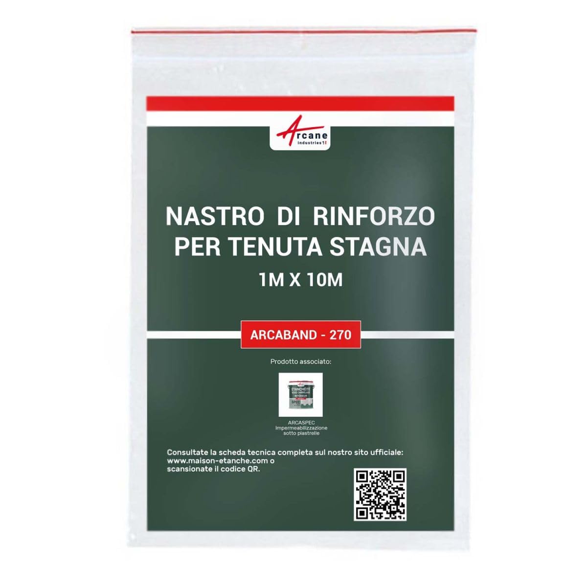 Nastro di Rinforzo Impermeabilizzazione Doccia e Bagno 1 m x 10 m | Banda in Poliestere per Resina Arcaspec, Rinforza e Impermeabilizza gli Angoli dei Muri, Imputrescibile - Arcane Industries