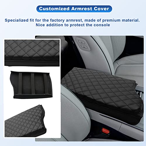 Image of CDEFG Car Center Console Pad for 2020 2021 2022 2023 Palisade Auto Armrest Seat Box Cover Protector Black Leather (Black)