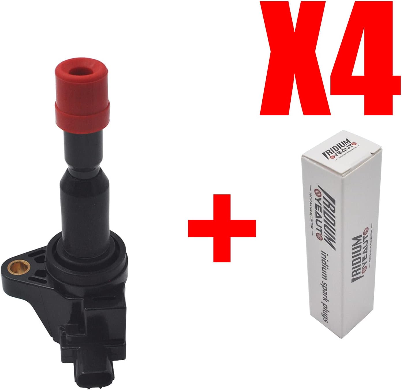 Ignition Coil Pack Iridium Spark Plug UF581 C1578 Set of 4 Compatible with Honda 2007-2008 Fit 1.5L L4