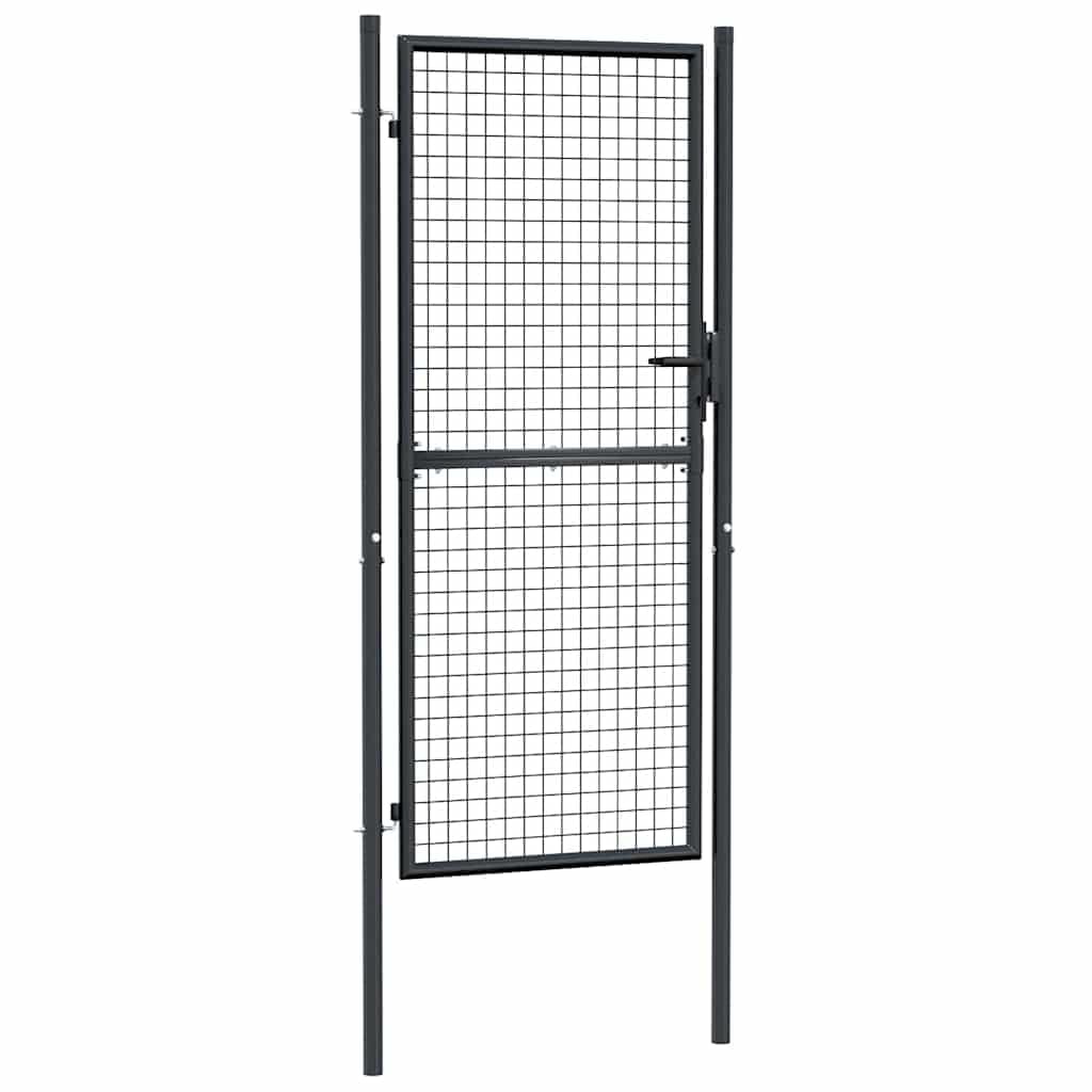 vidaXL Cancello da Giardino in Rete di Acciaio Zincato 100x200 cm Grigio