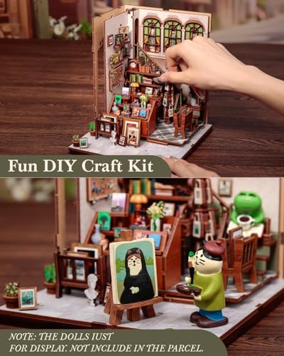 Image of Book Nook Kit - DIY Miniature House Dollhouse Kit for Adults and Teens, Booknook Tiny House Bookshelf Decor 3D Wooden Puzzle, Gifts for Family Friends. (Gallery Bookshop)